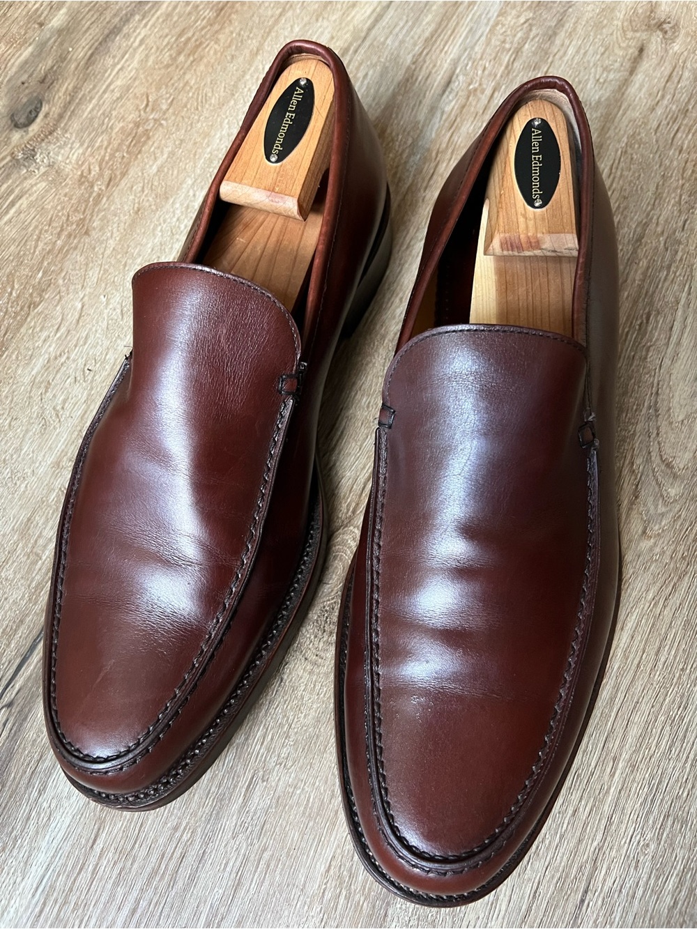 Vintage Moreschi Italy Brown Leather Venetian Apron Toe loafers men’s 11